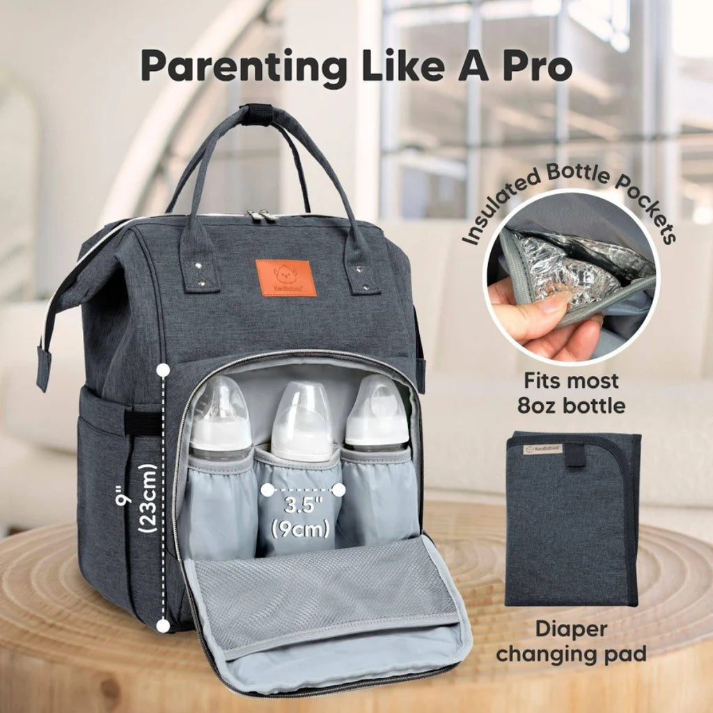Large Capacity Multifunction Baby Diaper Backpack With Insulated Bottle Pockets