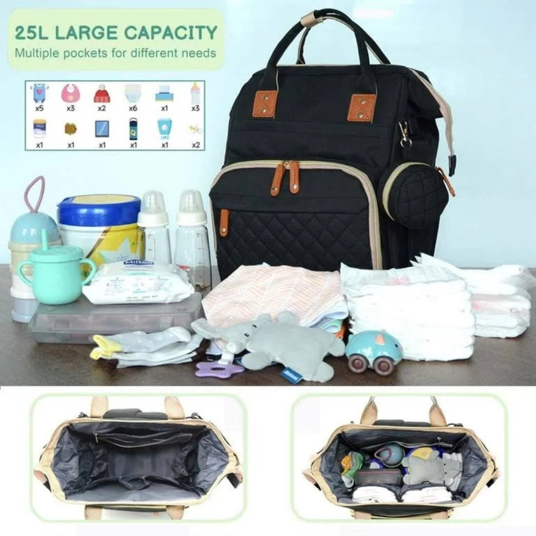 Premium Waterproof Baby Diaper Backpack With Insulated Bottle Holder