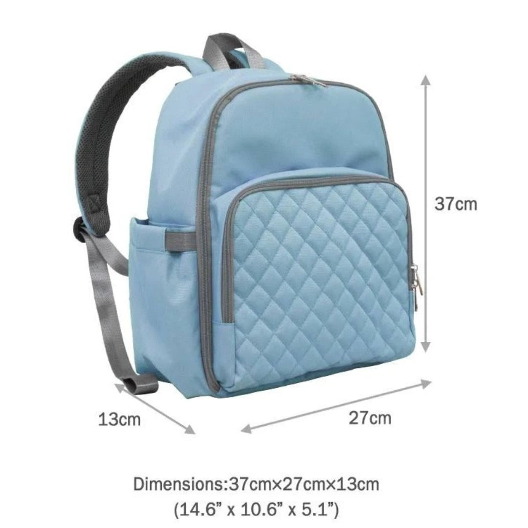 Waterproof Blue Baby Diaper Backpack With Insulated Bottle Storage